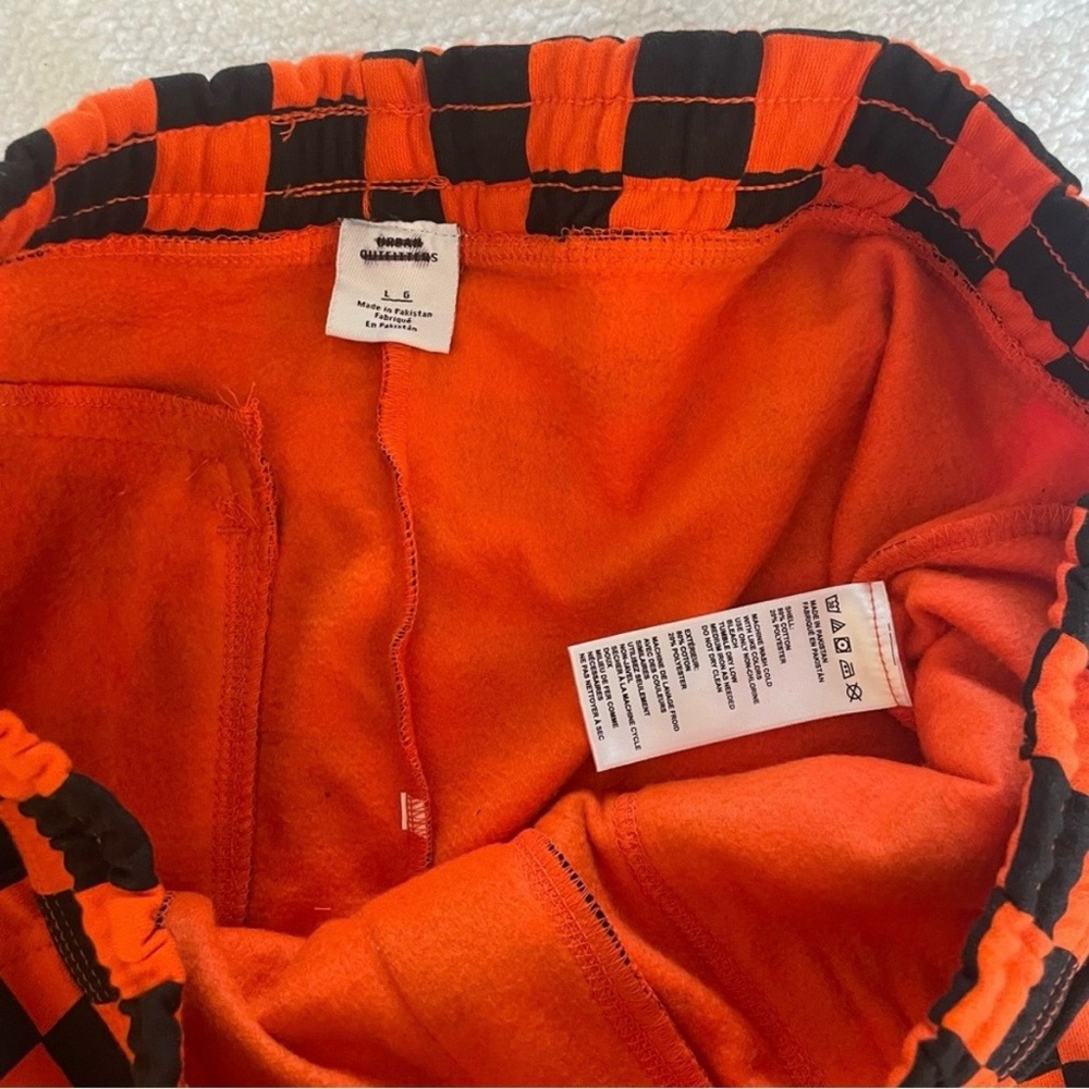 Urban Outfitters Orange & Black Checkered Halloween Sweatpants w/ Pockets, L/XL - Picture 7 of 7